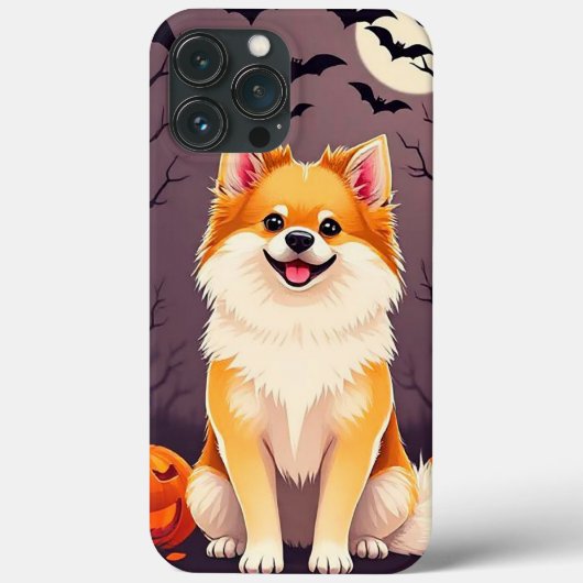 ハロウィンのカボチャと戯れる犬 Case-Mate iPhoneケース (裏面)