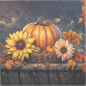 ハロウィンのカボチャと紅葉の葉が可愛い シール (正面)
