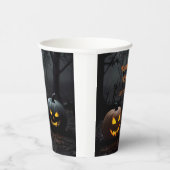 ハロウィンのカボチャと花のフェスティブパターン 紙コップ (右)