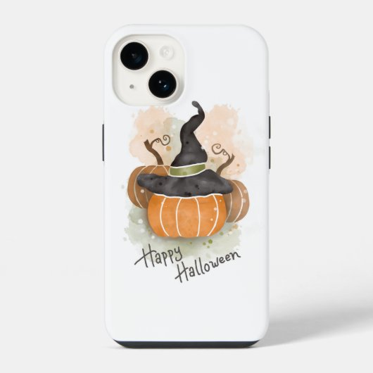 ハロウィンのカボチャと魔女の帽子 iPhoneケース (裏面)