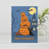 ハロウィンのカボチャと黒猫 シーズンカード (スタンド正面)