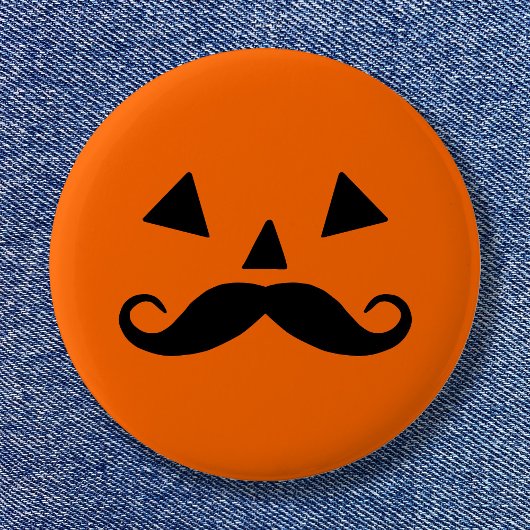 ハロウィンのカボチャにひげ 缶バッジ
