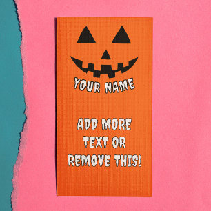 ハロウィンのカボチャに名前とテキストをカスタマイズ ラックカード