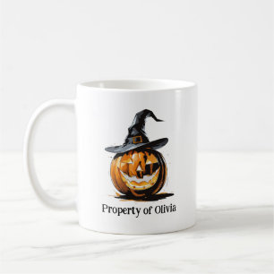 ハロウィンのカボチャに魔女の帽子 コーヒーマグカップ