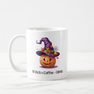 ハロウィンのカボチャに魔女の帽子 コーヒーマグカップ