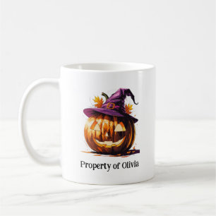 ハロウィンのカボチャに魔法使いの帽子 コーヒーマグカップ