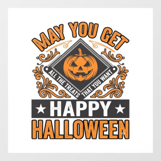 ハロウィンのカボチャのお菓子 ビンテージ ウィンドウサイン (シート)