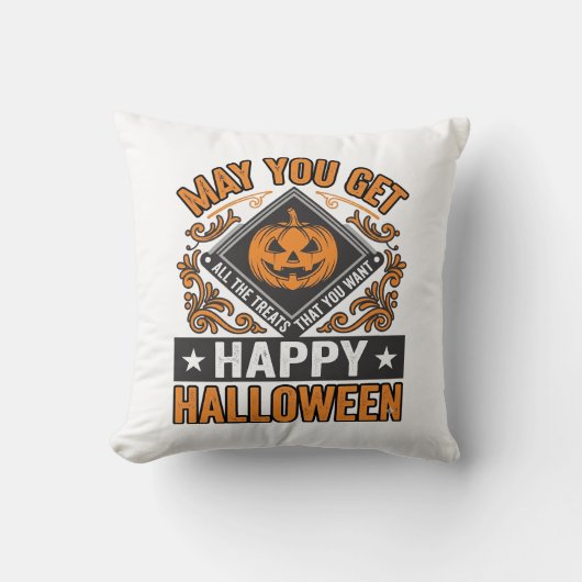 ハロウィンのカボチャのお菓子 ビンテージ クッション (正面)