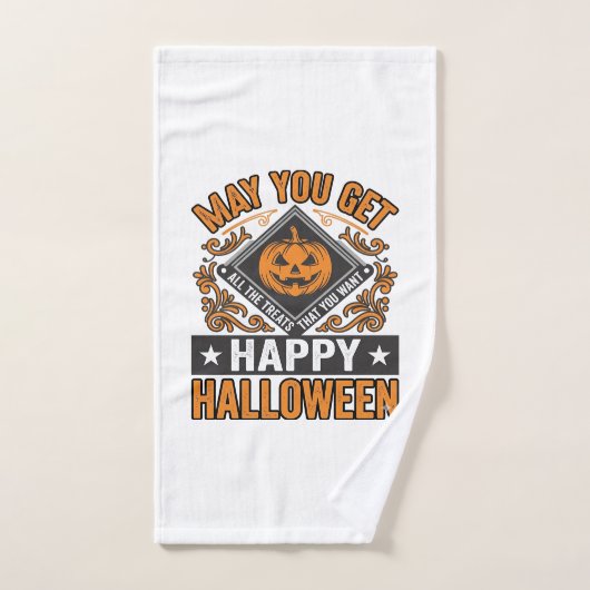ハロウィンのカボチャのお菓子 ビンテージ ハンドタオル (ハンドタオル)
