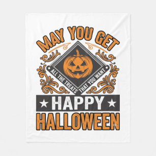 ハロウィンのカボチャのお菓子 ビンテージ フリースブランケット