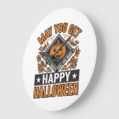 ハロウィンのカボチャのお菓子 ビンテージ ラージ壁時計 (傾斜)