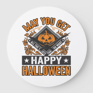 ハロウィンのカボチャのお菓子 ビンテージ ラージ壁時計