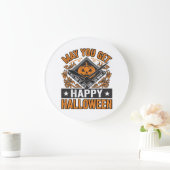 ハロウィンのカボチャのお菓子 ビンテージ ラージ壁時計 (ホーム)
