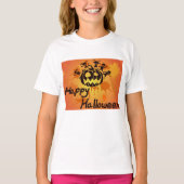 ハロウィンのカボチャのシルエットイラスト Tシャツ (正面)