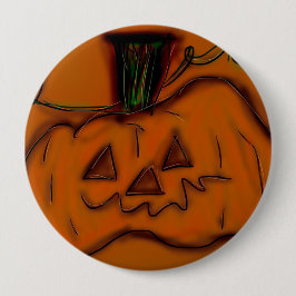 ハロウィンのカボチャのジャックオーランタンの手描きアート 缶バッジ
