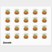 ハロウィンのカボチャの中のかわいいカエル ラウンドシール (シート)