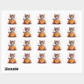 ハロウィンのカボチャの中の子猫 🎃 スクエアシール (シート)