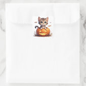 ハロウィンのカボチャの中の子猫 🎃 スクエアシール (バッグ)