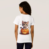 ハロウィンのカボチャの中の子猫 🎃 Tシャツ (裏面フル)