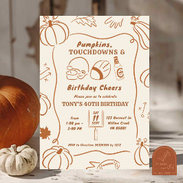 ハロウィンのカボチャの手描きタッチダウン 誕生日 招待状