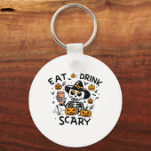 ハロウィンのカボチャの置物 Eat Drink And Be Scary キーホルダー (正面)