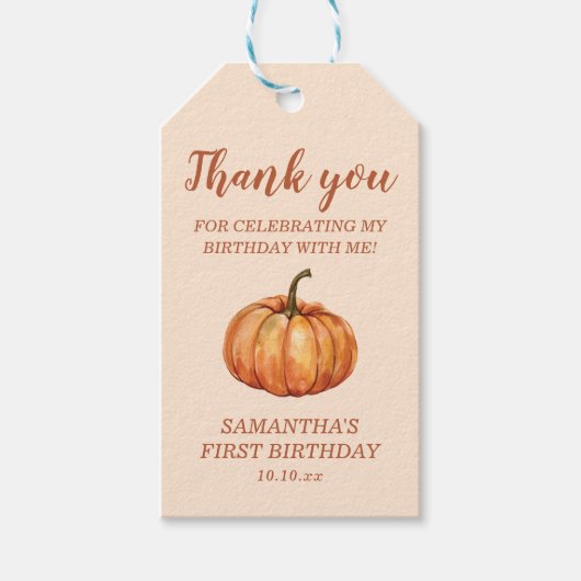 ハロウィンのカボチャの誕生日プレゼント ギフトタグ (正面)