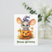 ハロウィンのカボチャの誕生日マウス ポストカード (スタンド正面)