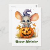 ハロウィンのカボチャの誕生日マウス ポストカード (正面/裏面)