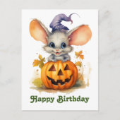 ハロウィンのカボチャの誕生日マウス ポストカード (正面)
