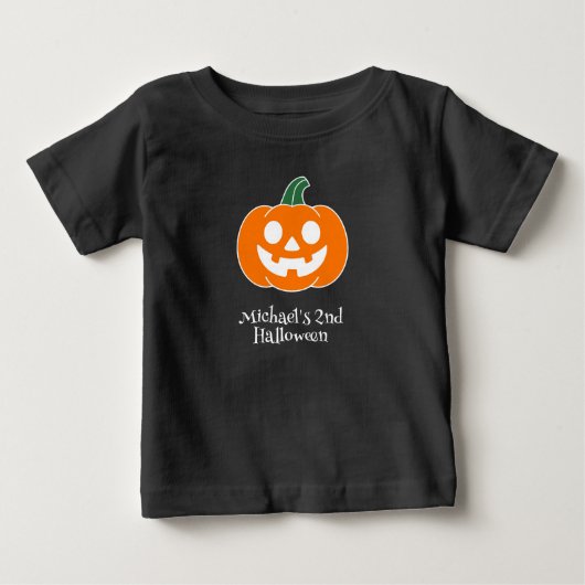 ハロウィンのカボチャの赤ちゃん男の子 ベビーTシャツ (正面)