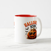 👑 ハロウィンのカボチャの面白いフレーズ 🎃 ツートーンマグカップ (正面右)