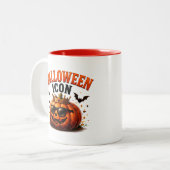 👑 ハロウィンのカボチャの面白いフレーズ 🎃 ツートーンマグカップ (正面左)