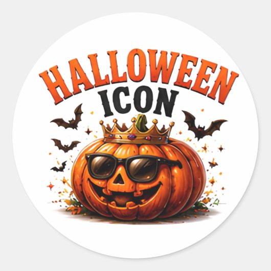 👑 ハロウィンのカボチャの面白いフレーズ 🎃 ラウンドシール (正面)