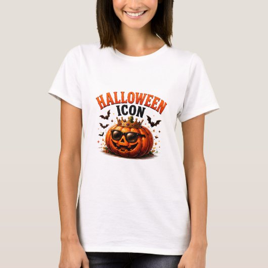 👑 ハロウィンのカボチャの面白いフレーズ 🎃 Tシャツ (正面)