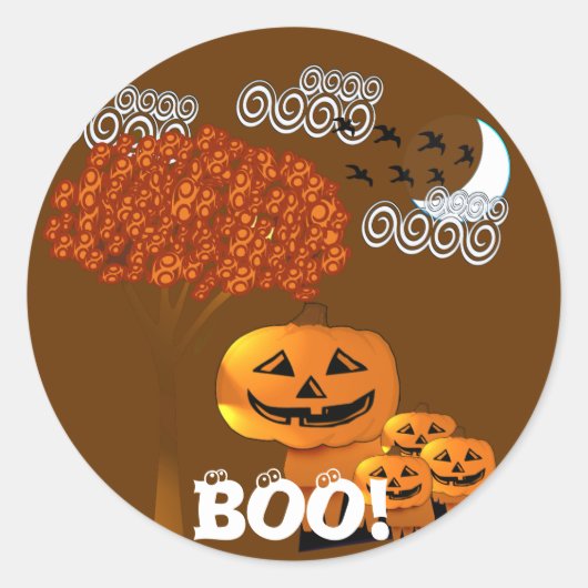 ハロウィンのカボチャの頭 ラウンドシール (正面)