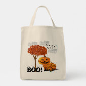 ハロウィンのカボチャの顔たち - トートバッグ (裏面)