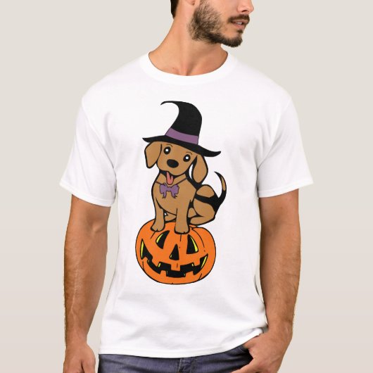 ハロウィンのカボチャの顔の犬 Tシャツ (正面)