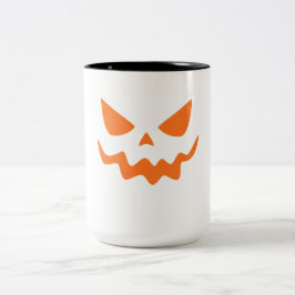 ハロウィンのカボチャの顔マグカップ - かわいい&お祭り気分あふれるオレンジ ツートーンマグカップ
