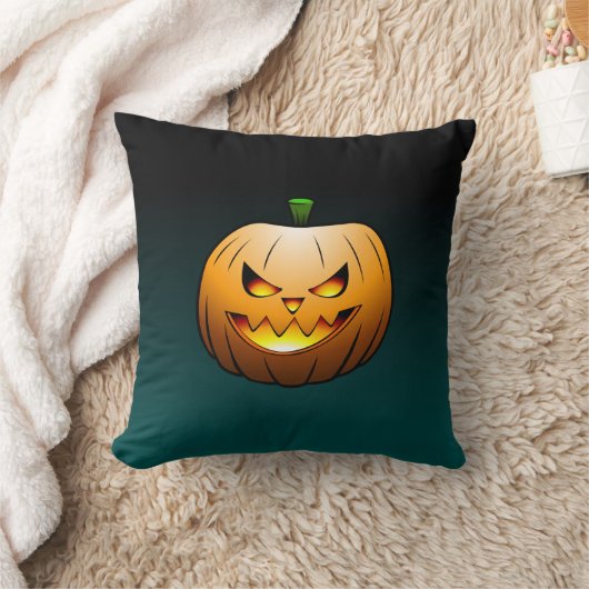 ハロウィンのカボチャの顔 クッション (ブランケット)