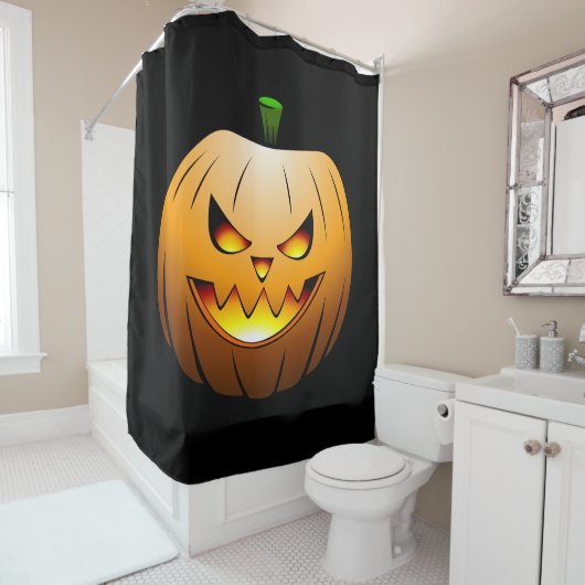 ハロウィンのカボチャの顔 シャワーカーテン (インサイチュ)