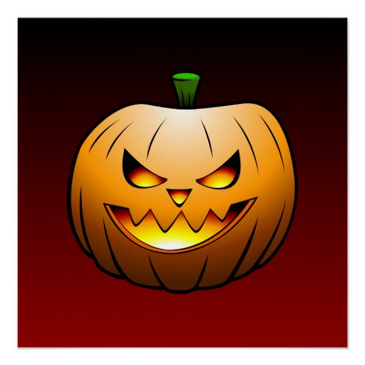 ハロウィンのカボチャの顔 ポスター (正面)