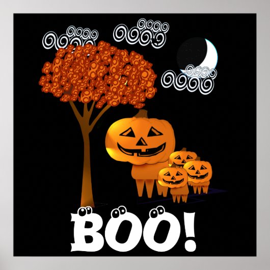 ハロウィンのカボチャの顔 ポスター (正面)
