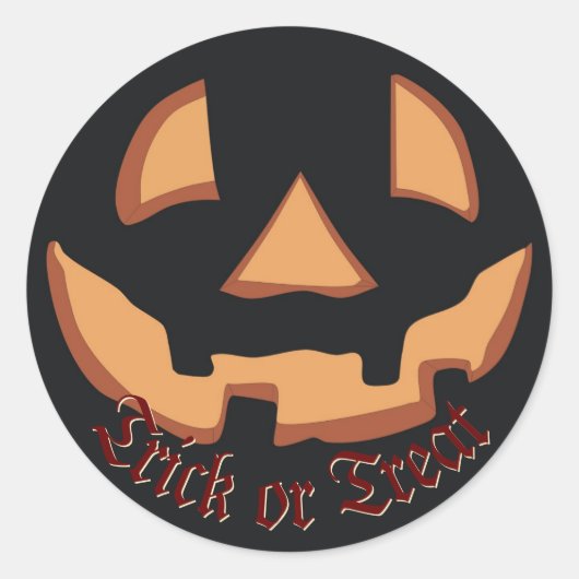 ハロウィンのカボチャの顔 ラウンドシール (正面)