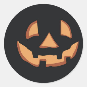ハロウィンのカボチャの顔 ラウンドシール