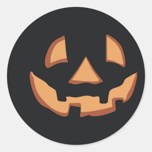 ハロウィンのカボチャの顔 ラウンドシール (正面)