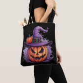 ハロウィンのカボチャの魔女 トートバッグ (クローズアップ)
