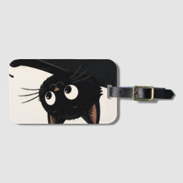 ハロウィンのカボチャを倒す黒猫が面白い ラゲッジタグ