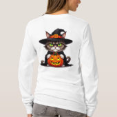 ハロウィンのカボチャを持った魔女の格好をしたぐったりネコ 🎃 Tシャツ (裏面)