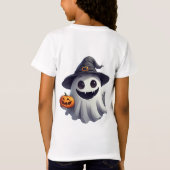 ハロウィンのカボチャを持つキュートな魔女の幽霊 👻 Tシャツ (裏面)