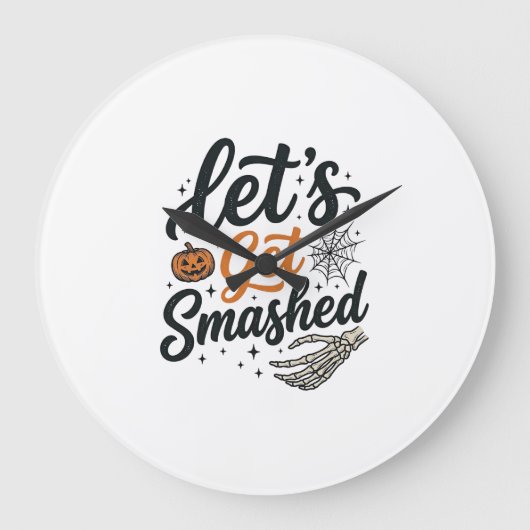 ハロウィンのカボチャを砕こう ラージ壁時計 (正面)